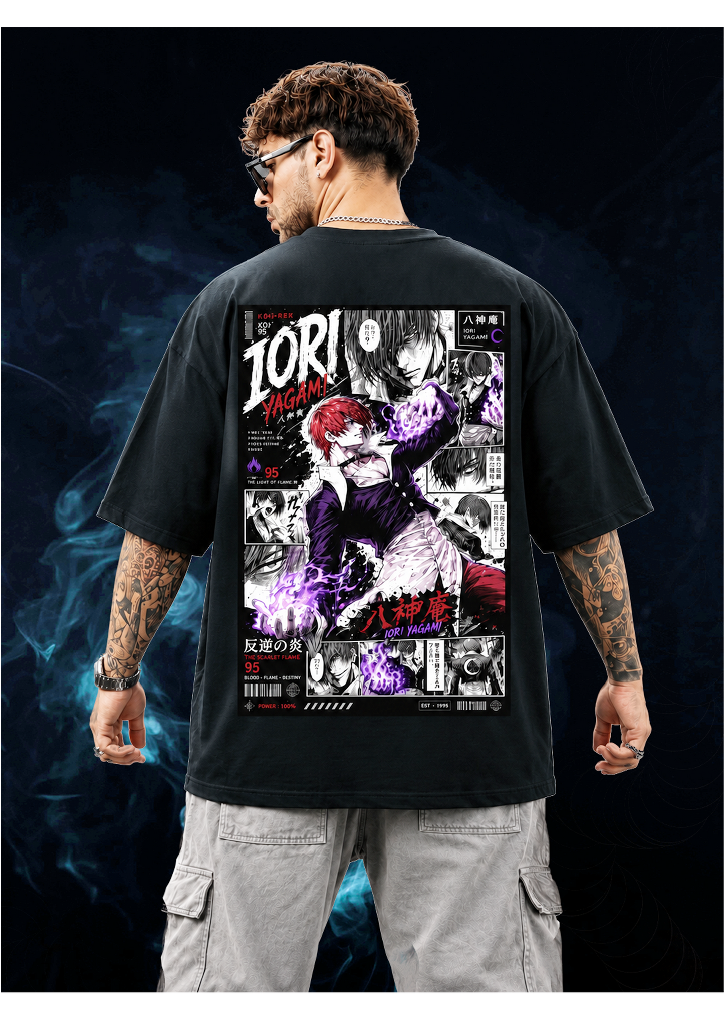 Black IORI YAGAMI Unisex Oversized Classic T-Shirt