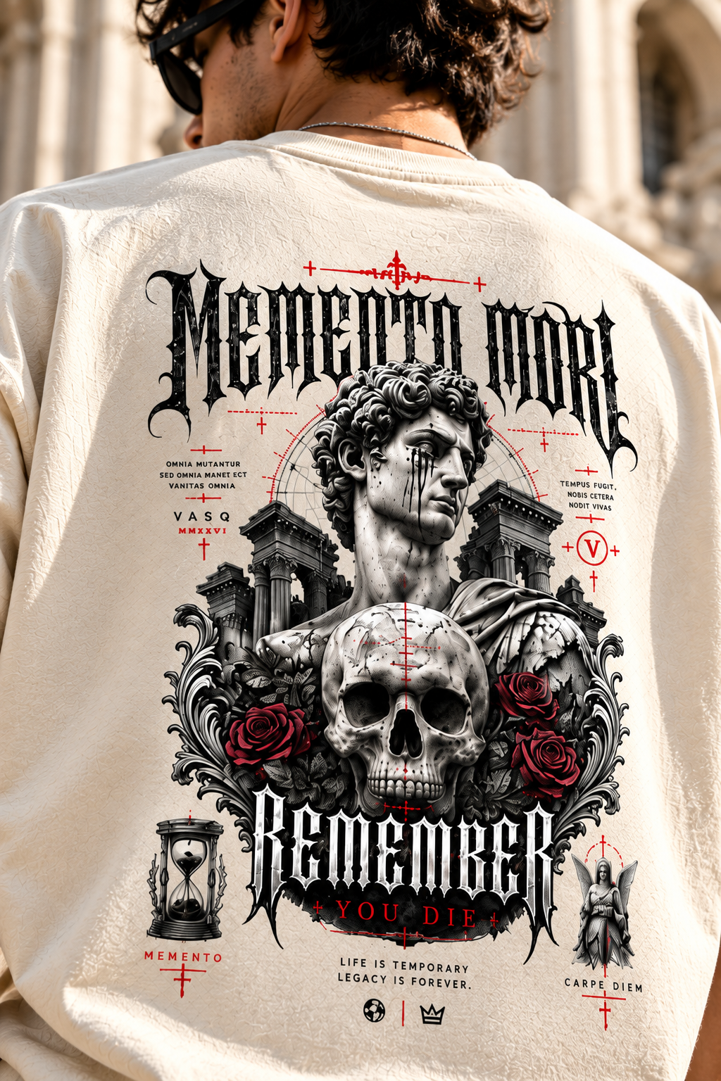 Memento Mori Oversized T-Shirt | 240 GSM 100% Cotton | VASQ.IN VASQ Tshirt
