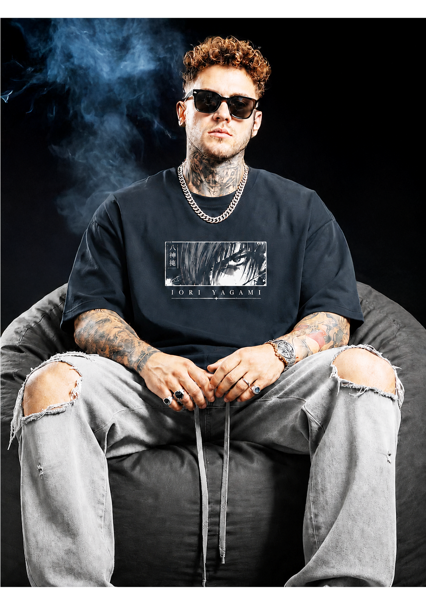 Black IORI YAGAMI Unisex Oversized Classic T-Shirt