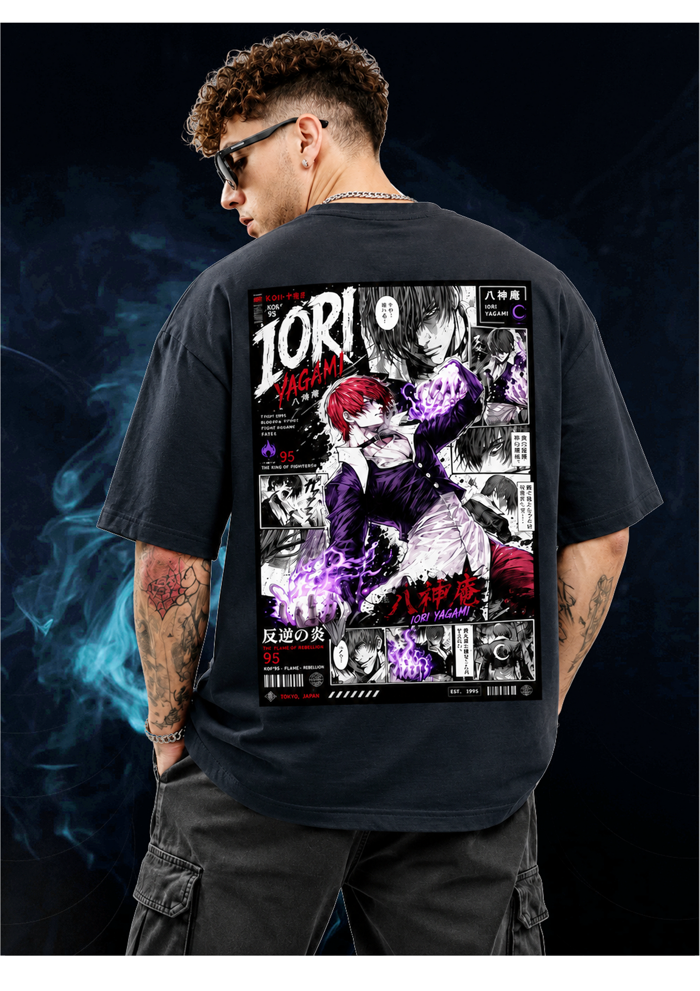 Black IORI YAGAMI Unisex Oversized Classic T-Shirt