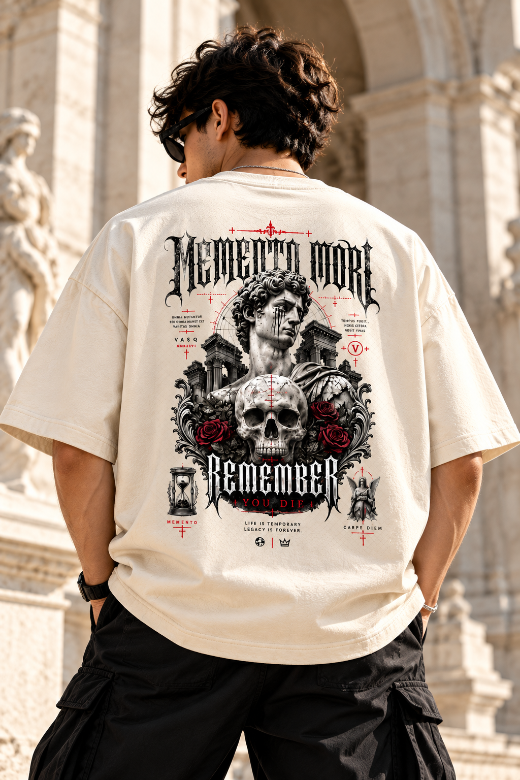 Memento Mori Oversized T-Shirt | 240 GSM 100% Cotton | VASQ.IN VASQ Tshirt