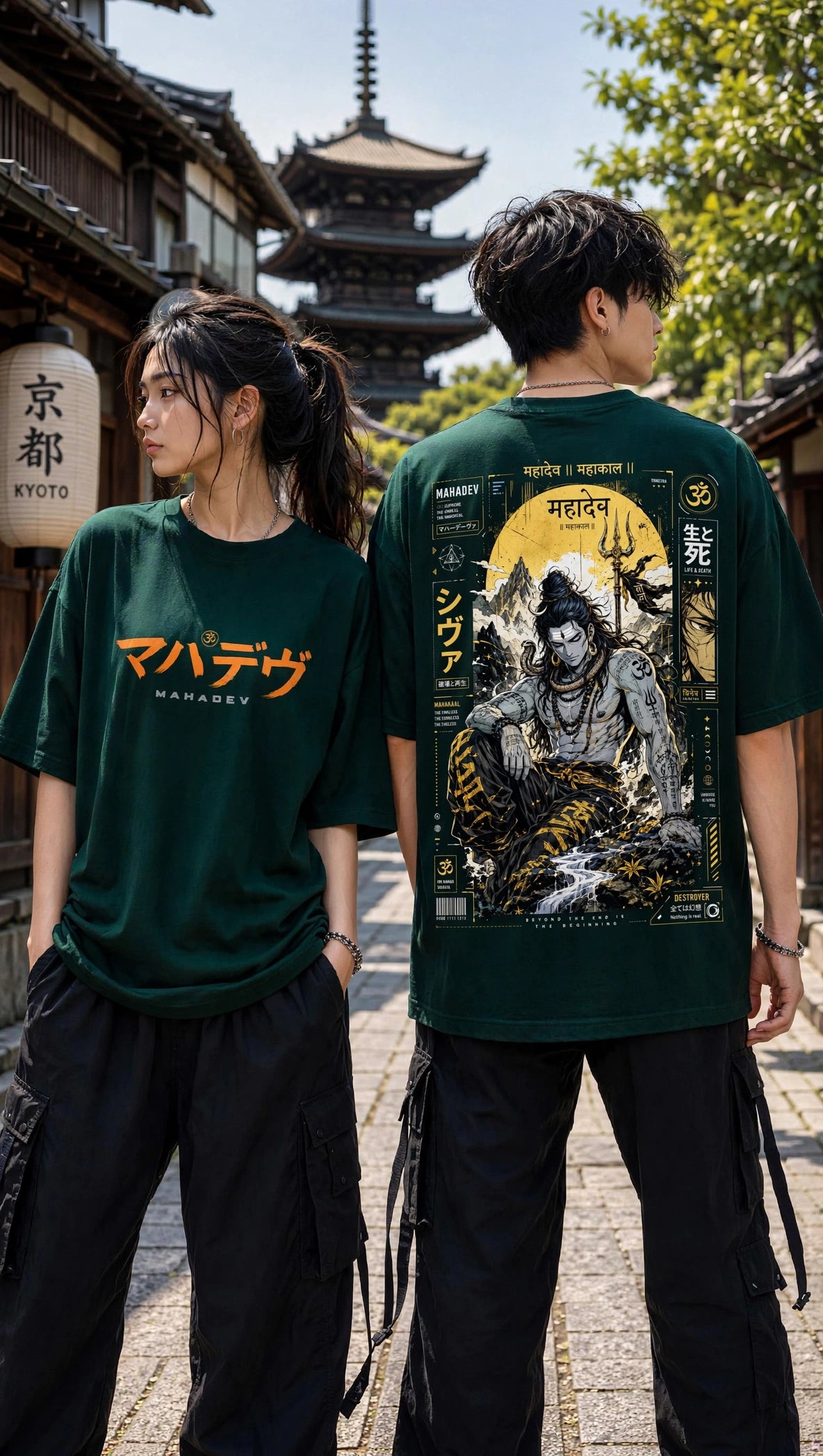 Mahadev Forest Green Oversized T-Shirt for Men