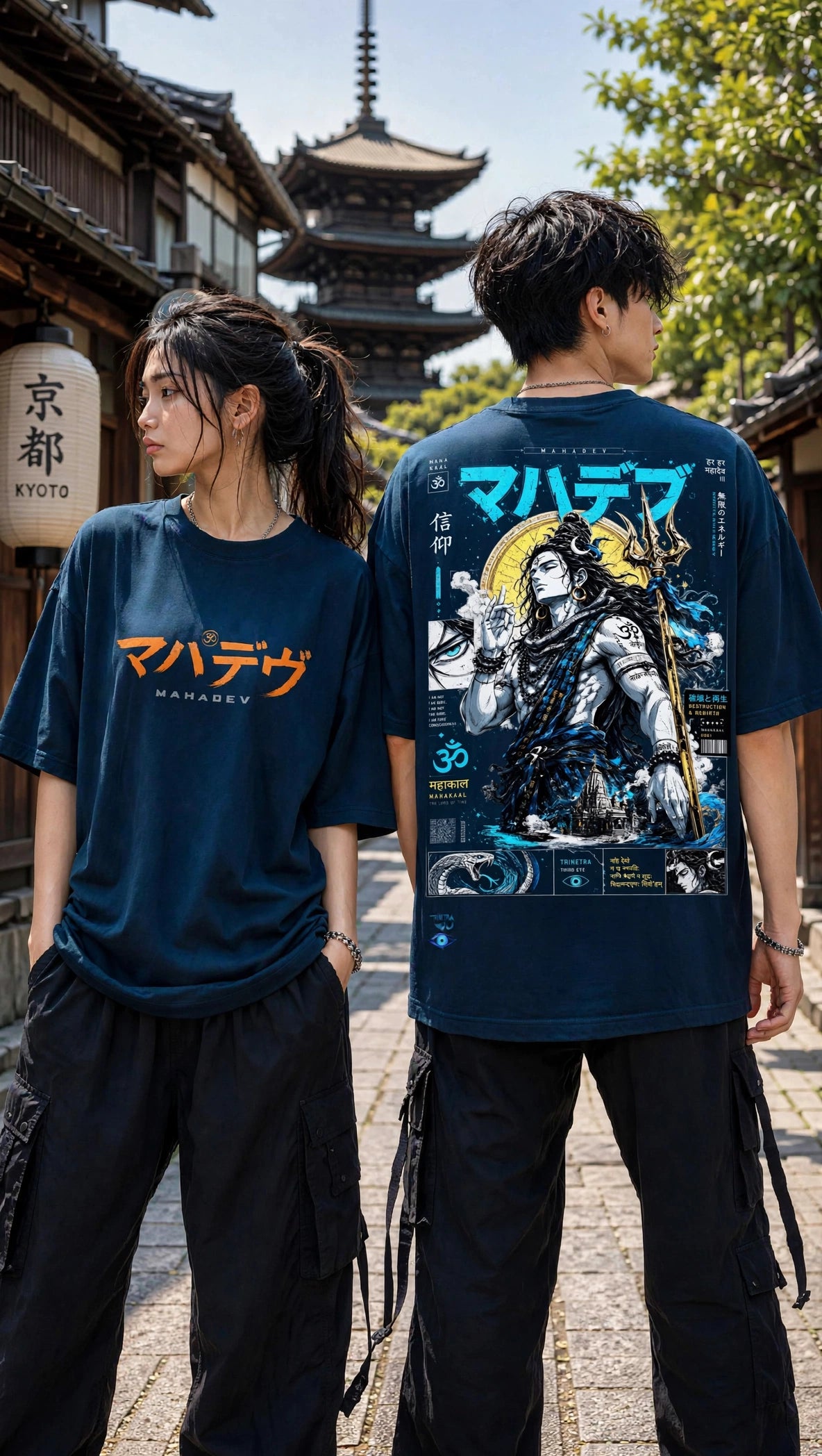 Mahadev Petrol Blue Oversized T-Shirt for Men VASQ Tshirt