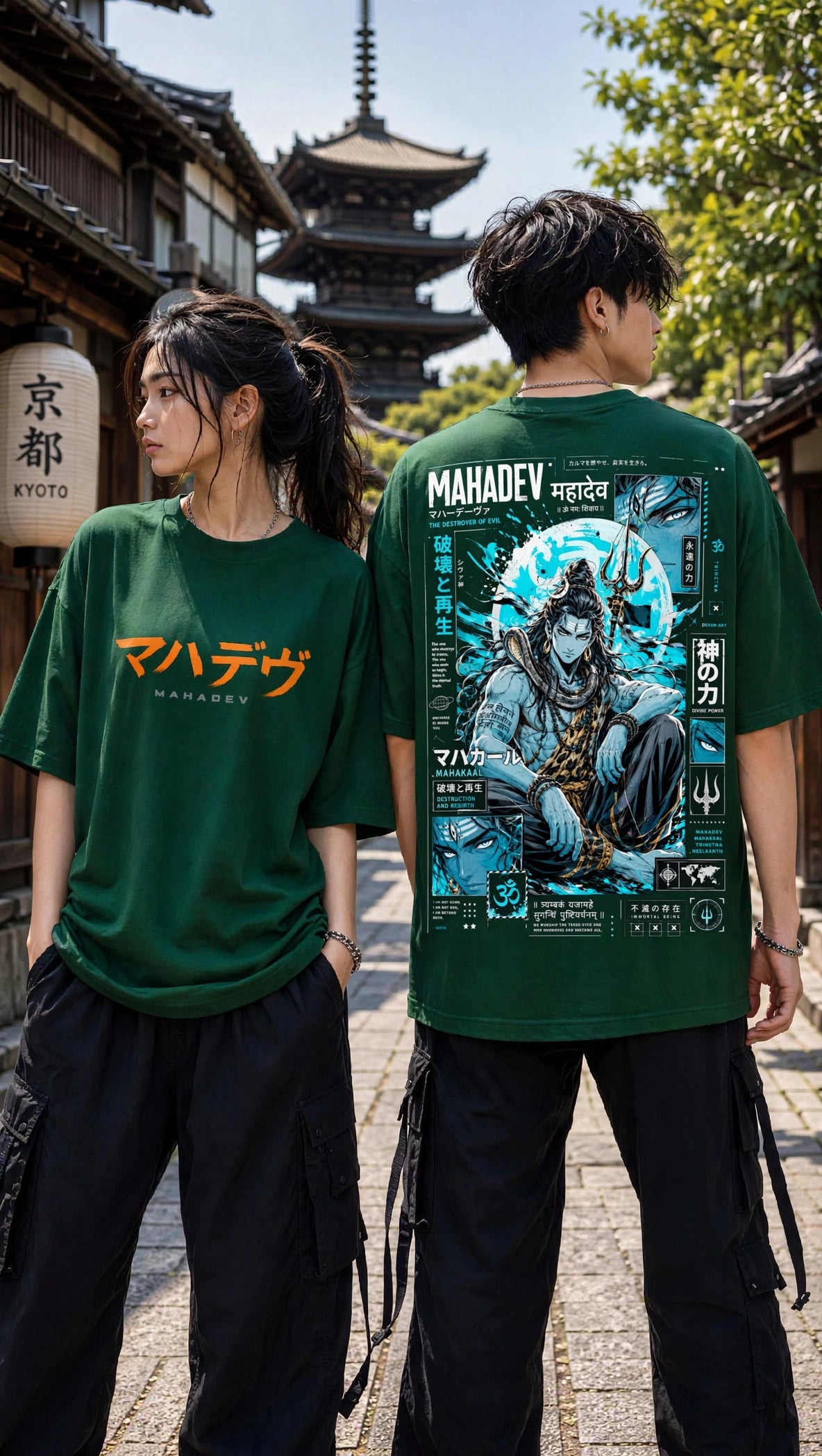 Mahadev Signature Print Oversized T-Shirt for Men