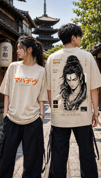Mahadev Macro Print Oversized T-Shirt for Men