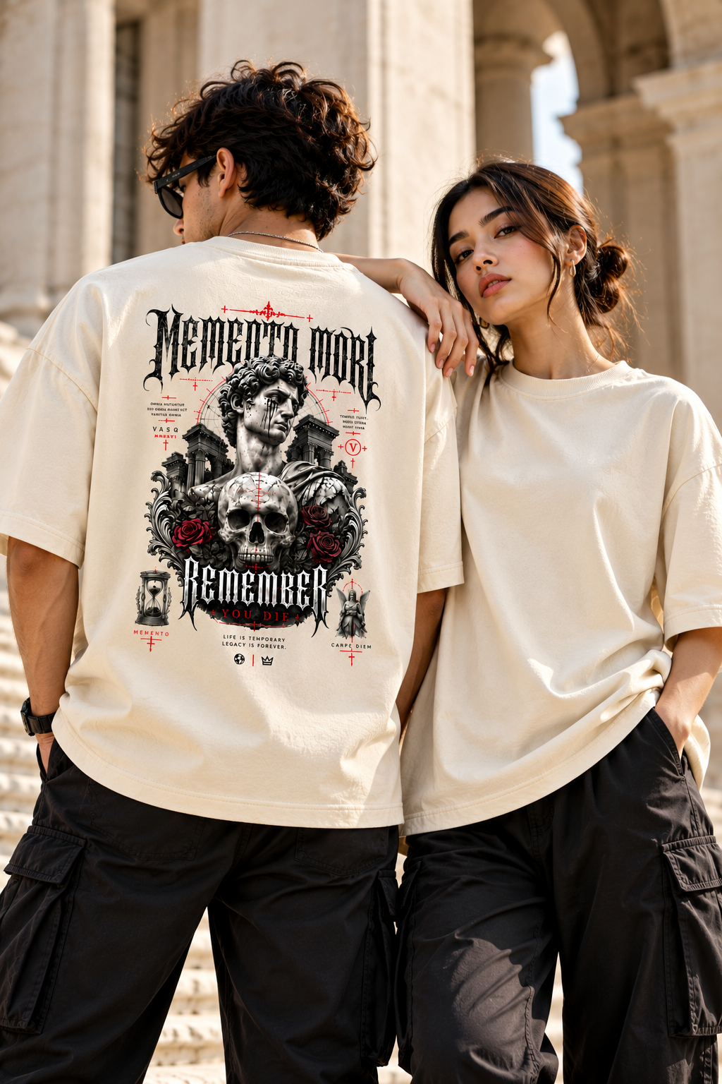 Memento Mori Oversized T-Shirt | 240 GSM 100% Cotton | VASQ.IN VASQ Tshirt