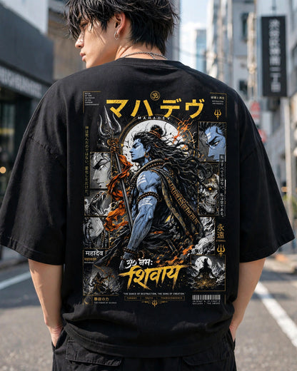 Mahadev Studio Print Oversized T-Shirt for Men