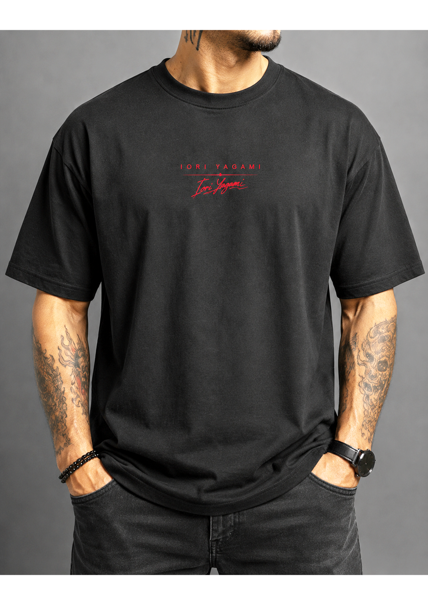 IORI YAGAMI Black Unisex Oversized Classic T-Shirt