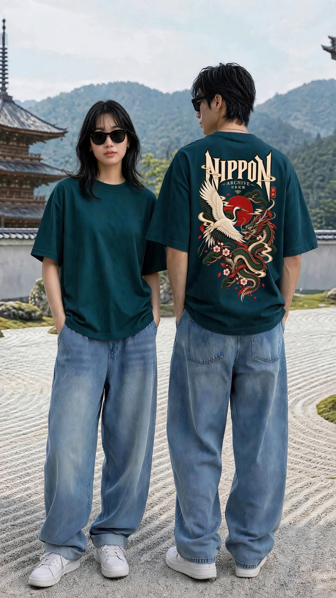 Japanese Dragon & Crane Oversized T-Shirt – VASQ VASQ Tshirt