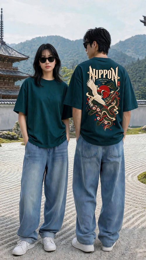 Japanese Dragon & Crane Oversized T-Shirt – VASQ VASQ Tshirt