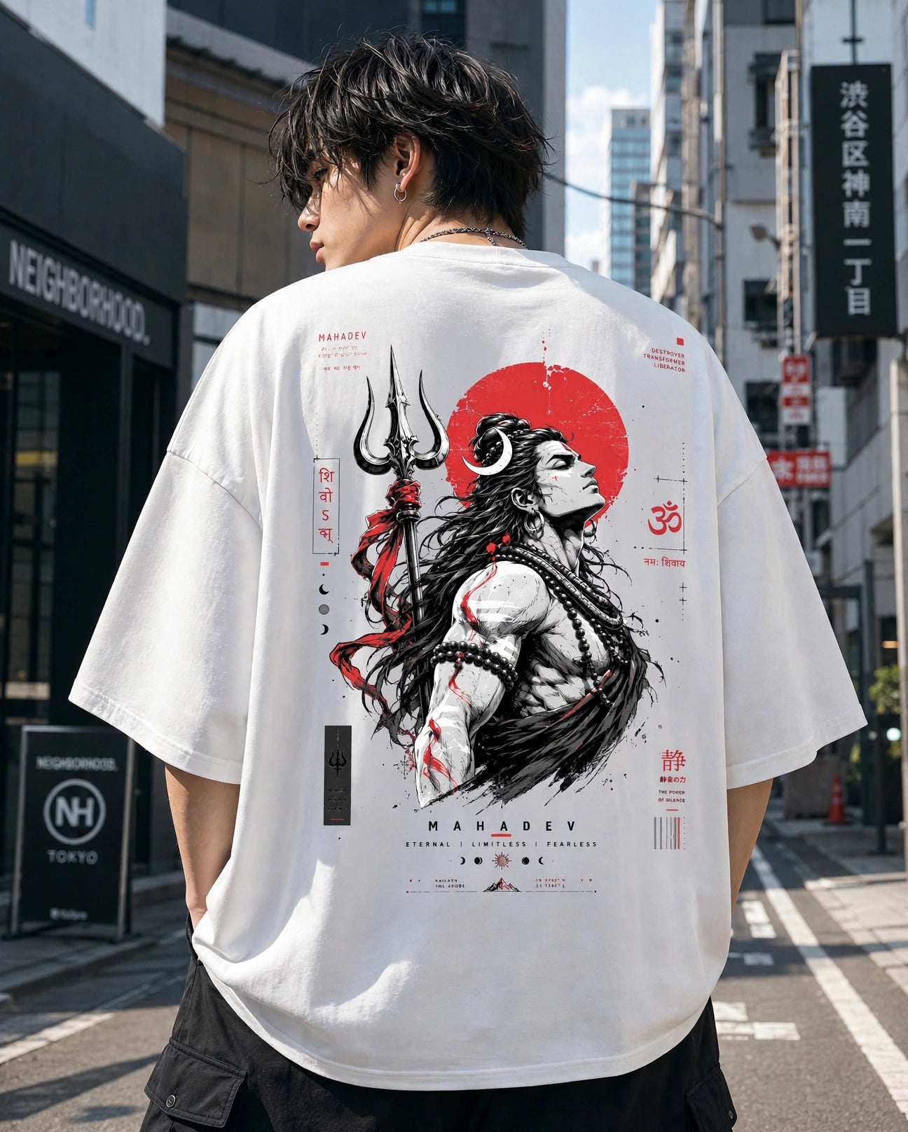 Mahadev Premium Print Oversized T-Shirt for Men